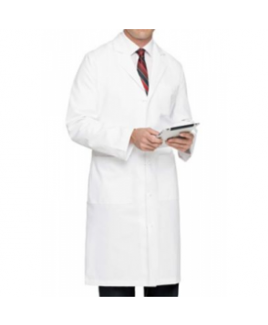 Landau mens knot button medical lab coat - White 