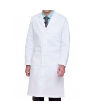 Landau mens five button lab coat - White twill 
