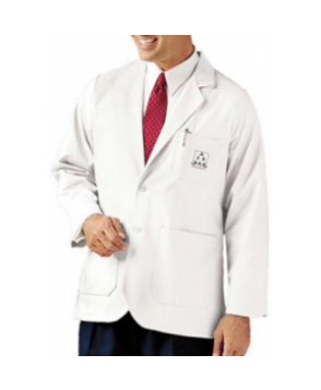 Landau mens two button lab coat - White