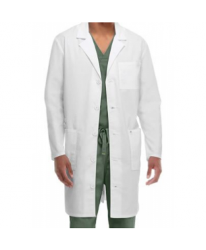 Code Happy unisex long lab coat with Certainty - White 