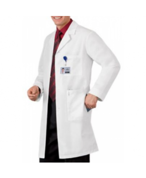 Meta mens 4 inch standard length lab coat - White 