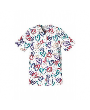 Cherokee Heartbeat print snap front scrub top - Heartbeat 