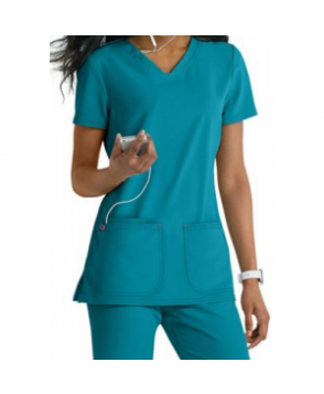 HeartSoul Pitter Pat v-neck media scrub top - Turquoise 