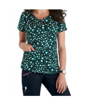 Beyond Scrubs Mia Cheetah print scrub top - Cheetah Peacock 