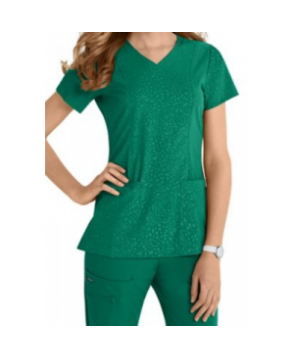 Jockey Leopard Tonal embossed scrub top pruce 