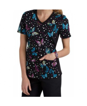 Cherokee Flexibles Midnight Flutter print scrub top idnight Flutter 