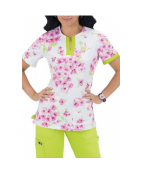 Koi Ella Heavenly Blossoms notch neck print scrub top - Heavenly Blossoms 