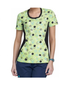 Cherokee Flexibles Dots A Doodle scoop neck print scrub top - Dots A Doodle 