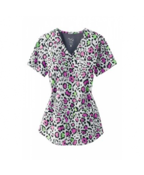 NrG by Barco Super Foxy v-neck print scrub top uper Foxy 