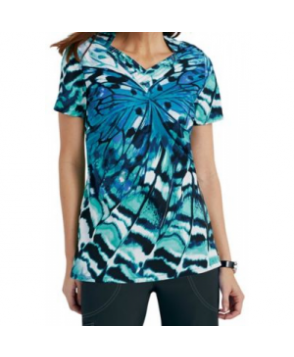 Landau Airy Reflections v-neck scrub top - Airy Reflection 