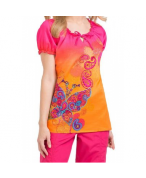 Peaches Suzie Tangerine Dreams print scrub top - Tangerine Dreams 