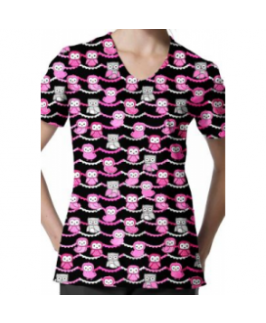 Zoe + Chloe Owl Always Love You print scrub top - Owl Always Love You 