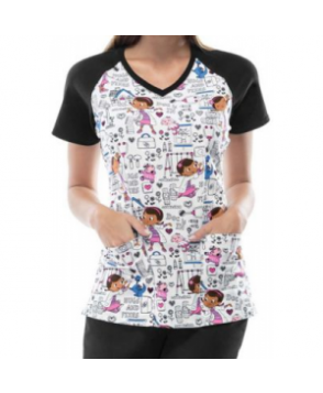 Cherokee Tooniforms Hugs and Fixes print scrub top - Hugs and Fixes 