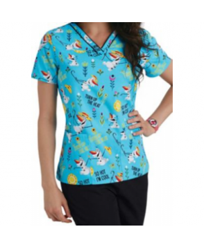 Cherokee Tooniforms Turn Up the Heat print scrub top - Turn Up the Heat 