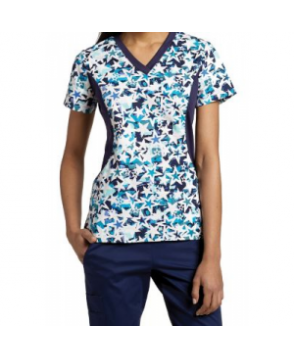 White Cross Catch a Star print scrub top - Catch a Star 