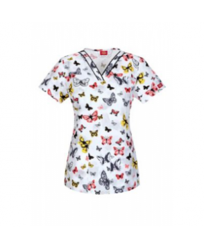 Dickies EDS Signature Just Wingin It print scrub top with Certainty - Just Winging It 