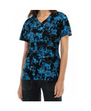 Dickies Gen Flex Twilight Blooms print scrub top - Twilight Blooms 