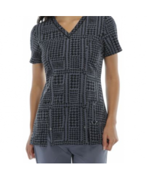 Dickies Xtreme Stretch Plaid to the Bone print scrub top - Plaid To The Bone 