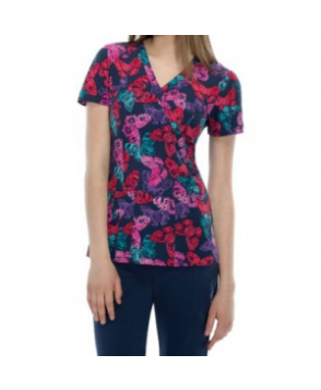 Dickies Xtreme Stretch With Flying Colors crossover scrub top - With Flying Colors 