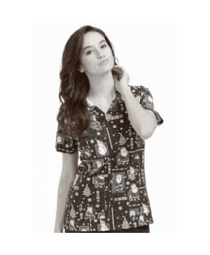 Peaches Anna Tis the Season print scrub top - Tis the Season 