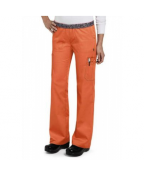 HeartSoul Soul Mate flip waist cargo scrub pant - Orange Pop - PXL