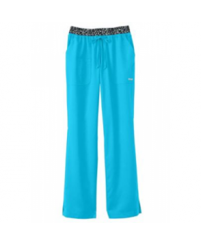 Greys Anatomy  low rise leopard waist scrub pants - Turquoise/leopard 