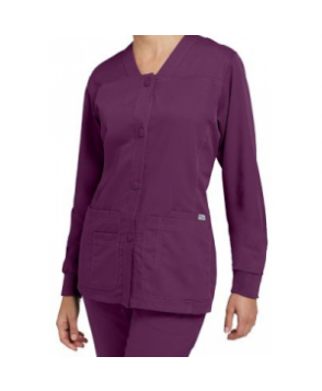 Greys Anatomy button-front v-neck scrub jacket - Raisin 