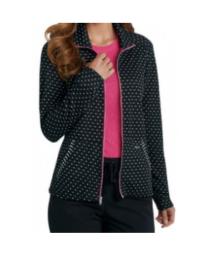 KD Jessie zip front scrub jacket - Black/ White 