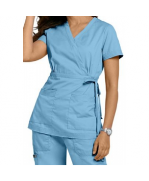 Koi Katelyn mock-wrap scrub top - Cornflower 