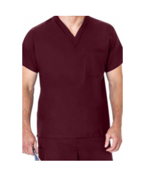 Fundamentals basic scrubs unisex scrub top - Wine 