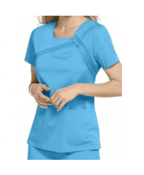 Cherokee Luxe Collection scoop neck stretch scrub top - Blue Waves 