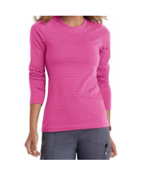 Beyond Scrubs micro stripe long sleeve underscrub tee - Pearl Pink/ Primrose 