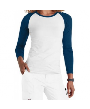 Beyond Scrubs  raglan long sleeve underscrub tee - White/navy 