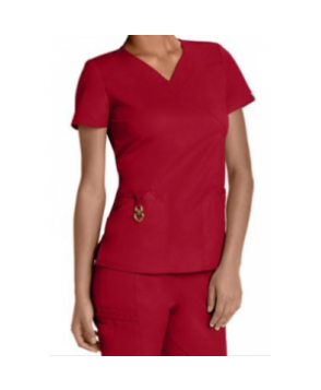 HeartSoul mock wrap scrub top with Certainty - Red 