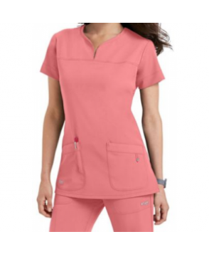 Greys Anatomy Signature  pocket scrub top - Flamingo 
