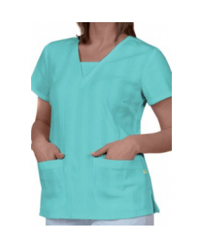 Healing Hands Layla v-neck inset scrub top - Capri blue 