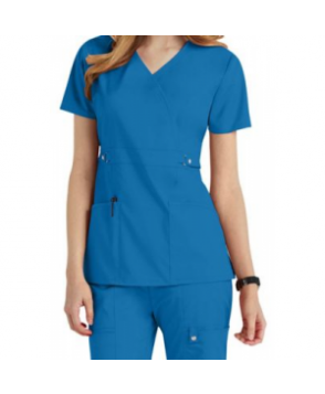 Cherokee Luxe modern fit mock wrap scrub top - Jasper Bleu 