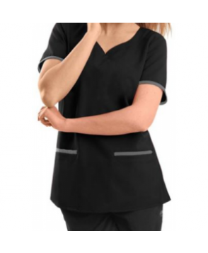 Healing Hands Purple Label Jamie v-neck modern fit scrub top - Black/pewter 