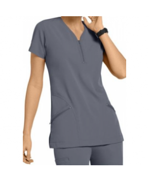 Jockey zipper bound scrub top - Pewter 