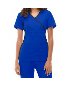 Cherokee Flexibles -mock-wrap scrub top - Royal 