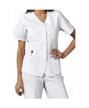 Cherokee button down weskit scrub top - White 