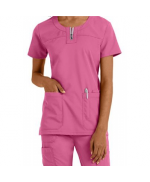 NrG by Barco contrast zipper scrub top - Azalea 