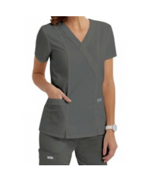 Greys Anatomy  pocket mock wrap scrub top - Nickel - 