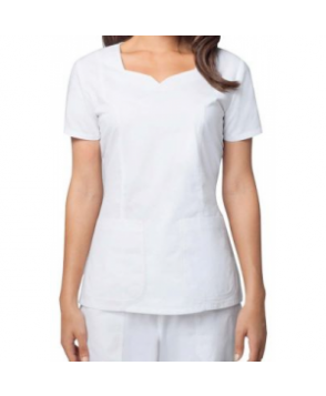 Prima by Barco 3 pocket soft square neck scrub top - White 