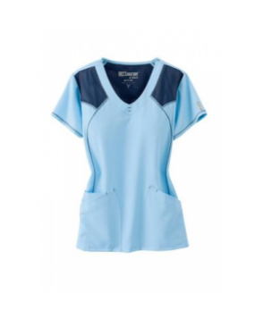 Greys Anatomy Active v-neck mesh trimmed scrub top ky Blue/ Indigo 