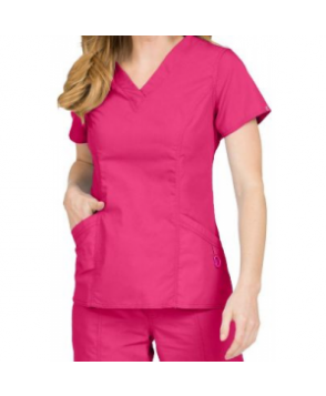 Med Couture Paige v-neck scrub top - Pomegranate 