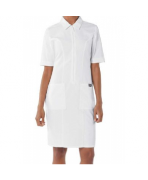 Cherokee Workwear zip front scrub dress - White 