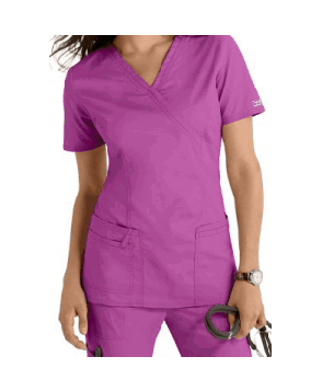 Cherokee Workwear Core Stretch mock-wrap scrub top - Purple Blast 