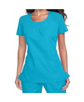 Cherokee Workwear scoop neck scrub top - Turquoise 