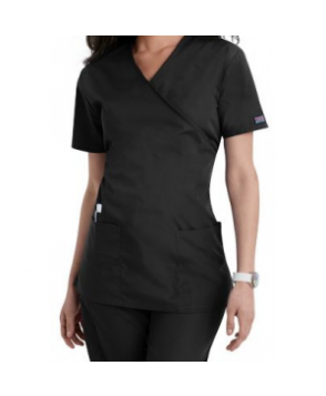 Cherokee Workwear mock-wrap scrub top - Black 